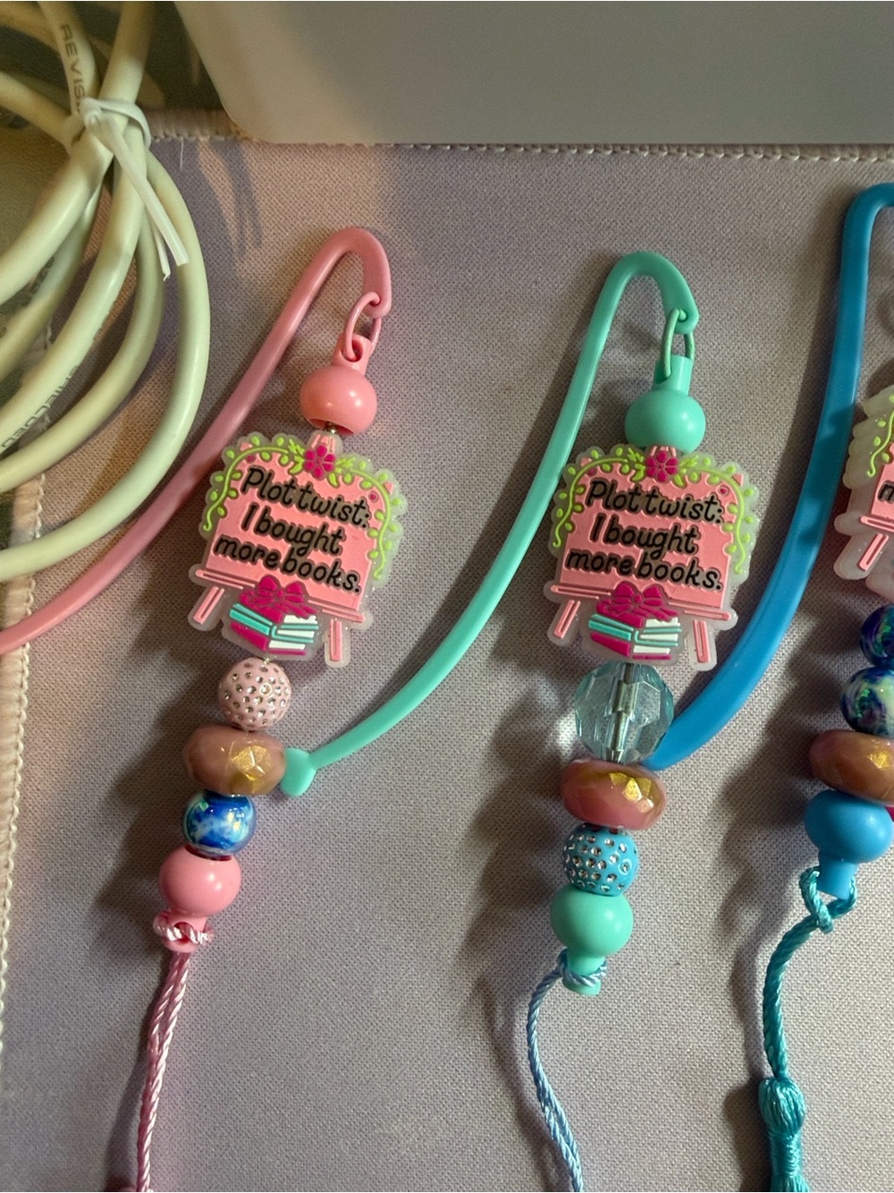 Handmade Plot twist I bought more books Bookmark Charm -with tassel - Picture 4 of 4